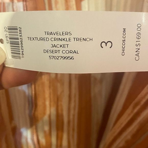 NWT Chico’s Travelers Collection Pleated Trench Jacket Duster - Picture 5 of 10